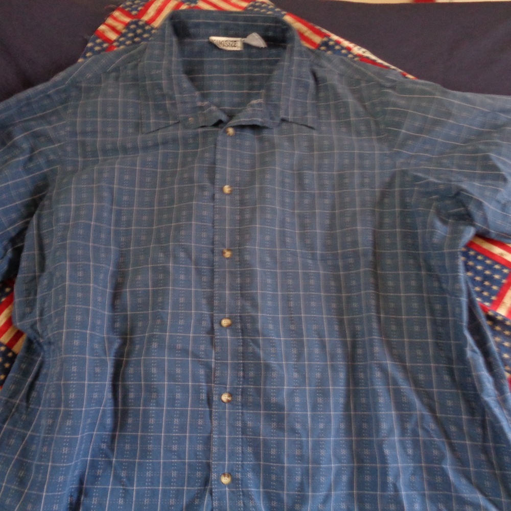 King Size 4 XL casual button down shiort in blue,